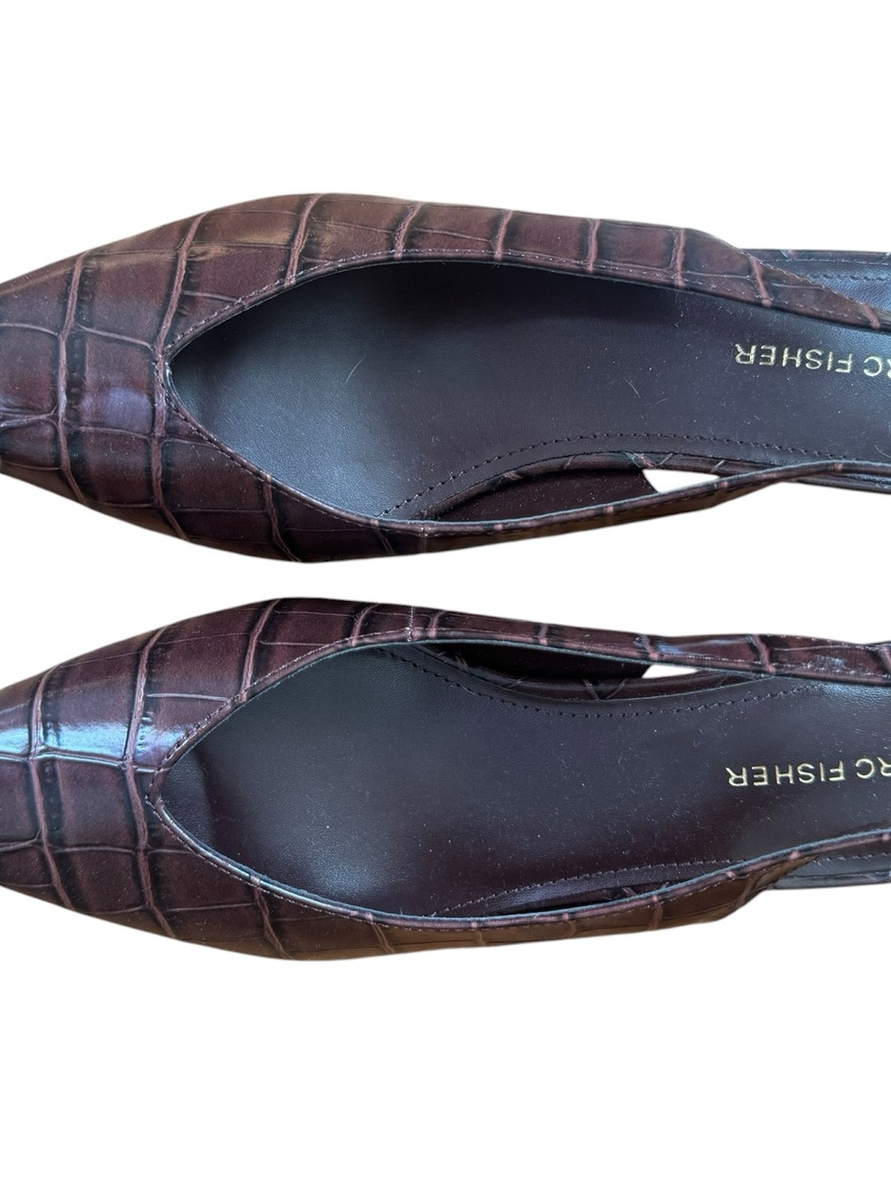Never Worn Marc Fisher Dark Brown Croc-Slingback Mules